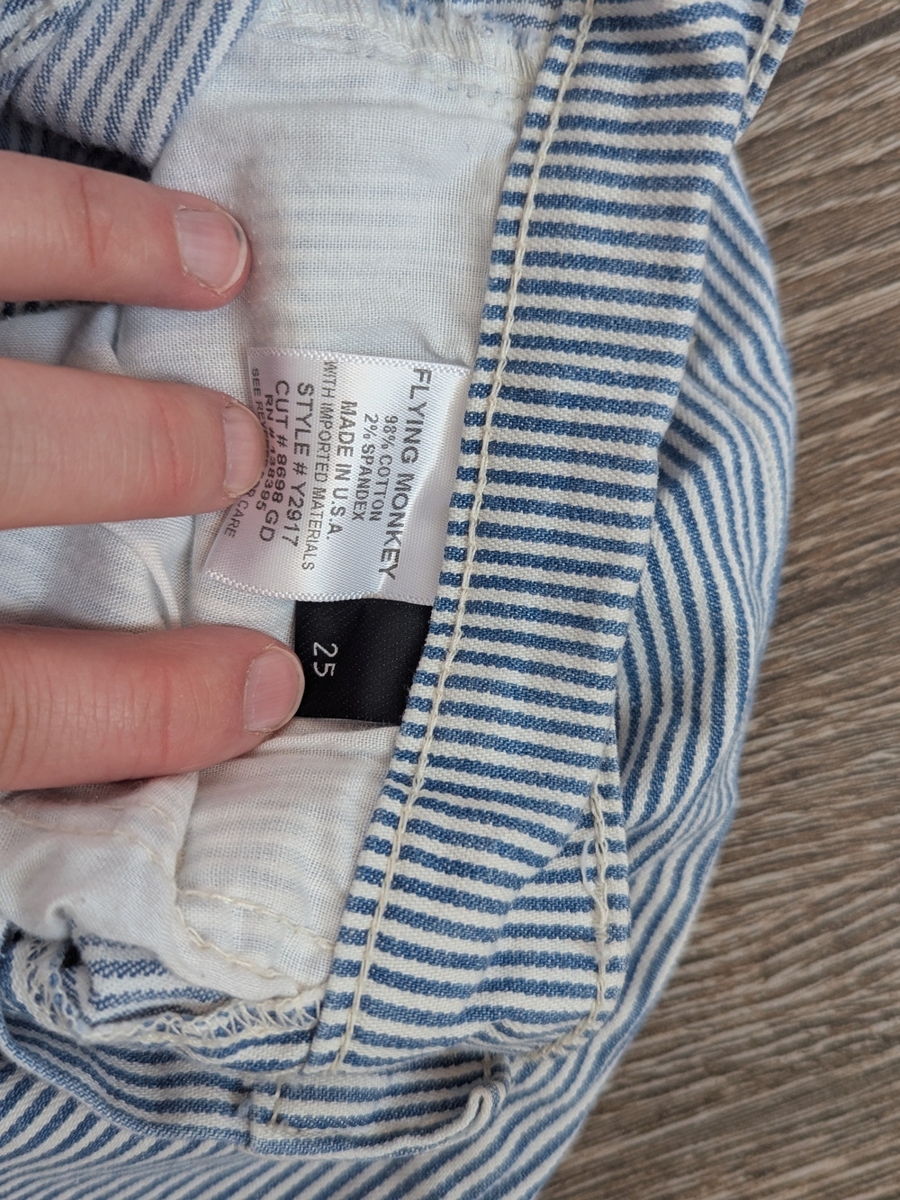 Flying Monkey High Rise Wide Leg Jeans Light Blue Stripe Button Fly Size 25 - Picture 6 of 10